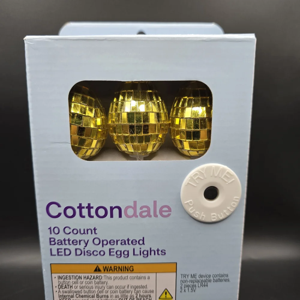 New Cottondale 10-Count Led Disco Egg Lights, Golden, 5.5 Ft Battery Operated